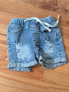 Kids LITTLE BIPSY 3/4T Blue Distressed Denim Shorts with Drawstring GUC